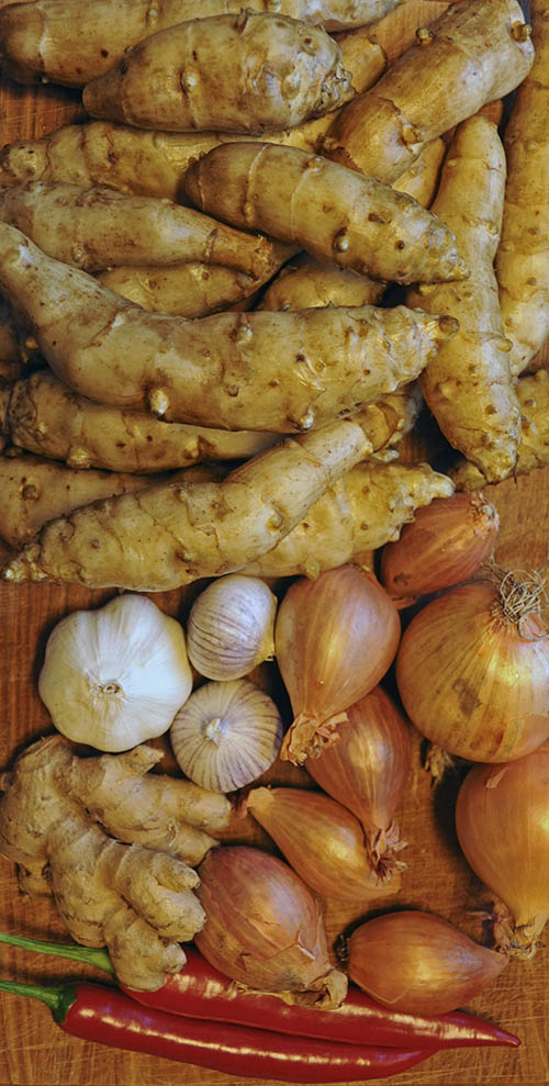 Ingredienser til Thai jordskoksuppe