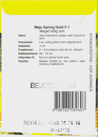 Majs, Spring Gold F1, Zea Mays </i>L.<i>