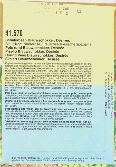 rt, Blauschokker, Dsire, Lathyrus oleraceus